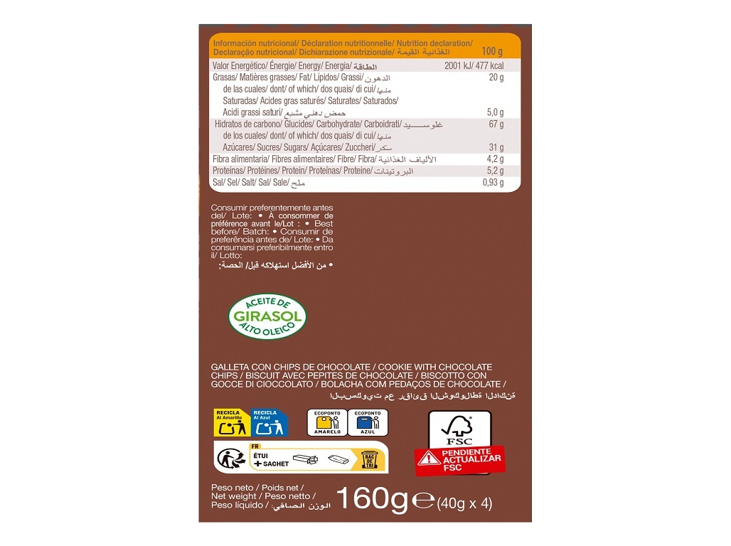 BOLACHAS COOKIES GULLON CHOCO BOM MINI 160G