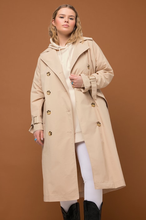 Trenchcoat, oversized, Revers, Bindegürtel