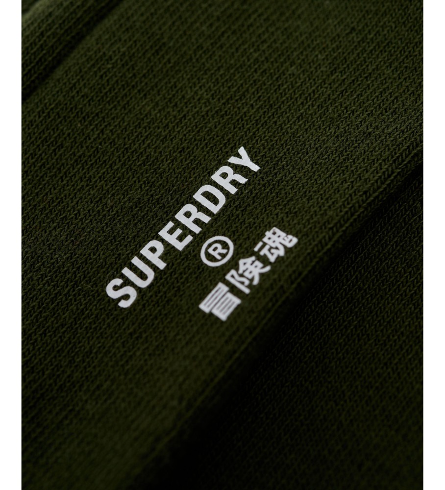 Meias caneladas de algodão orgânico unissex Superdry, verdes.