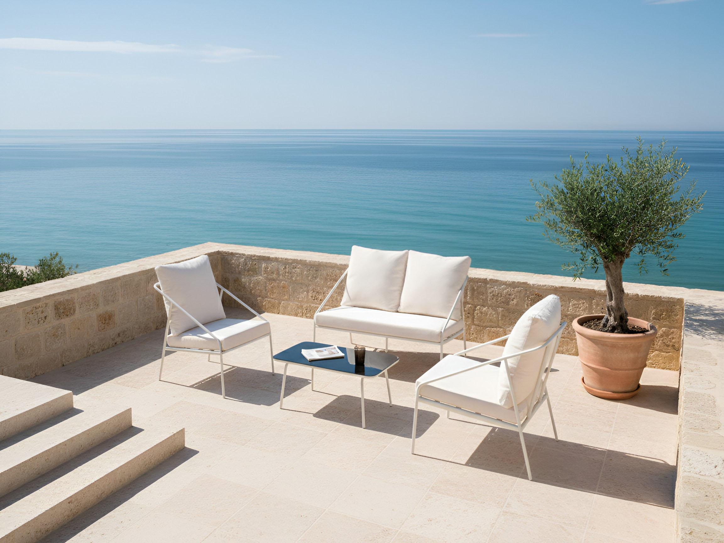 Loungeset met tafel 4-zits USTICA Metaal Wit