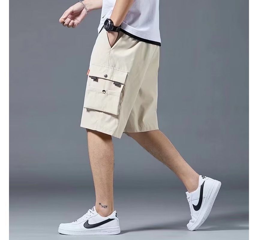 Acrius - Mid Rise Plain Cargo Shorts