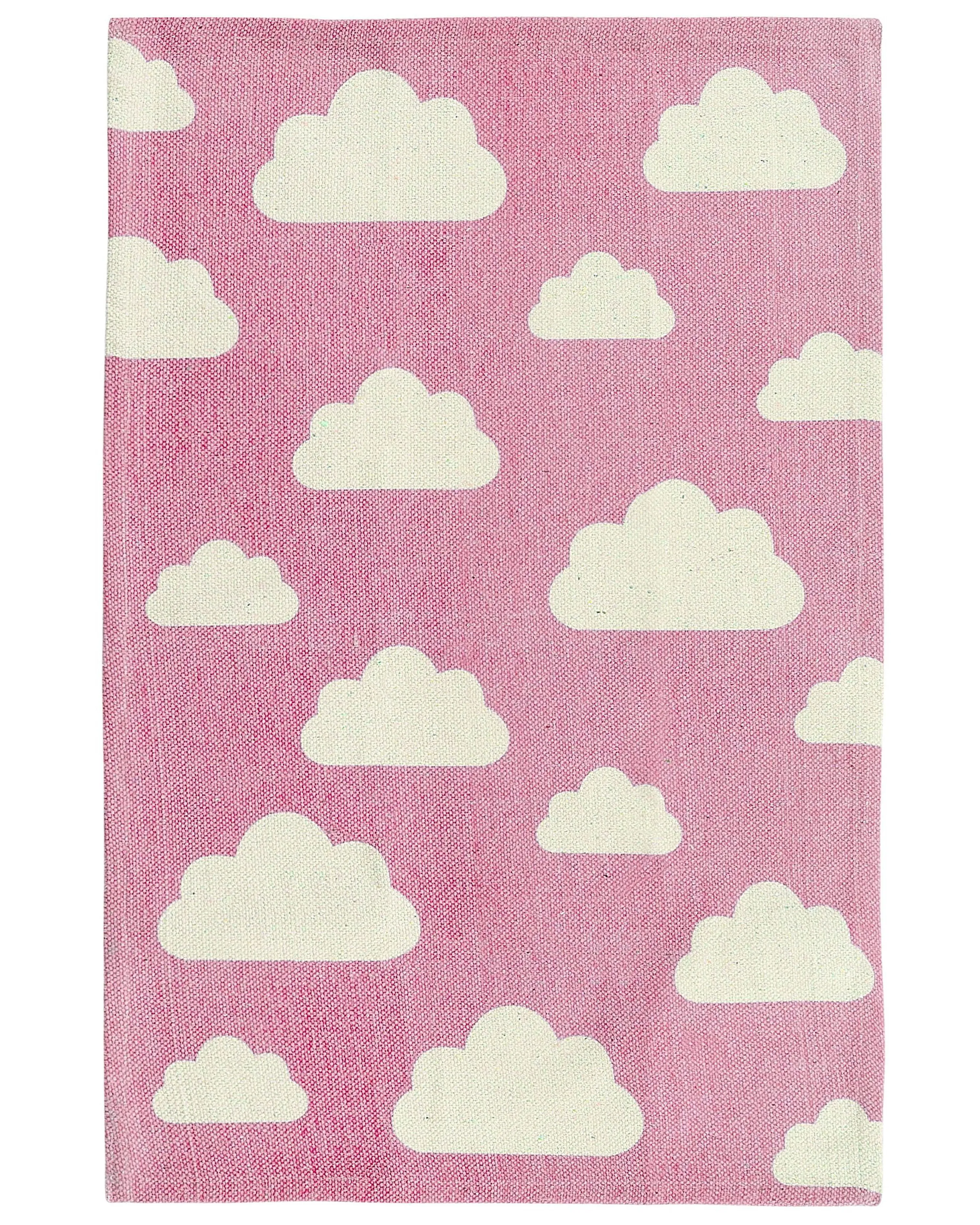 Kindervloerkleed GWALIJAR Roze 60 x 90 cm Katoen