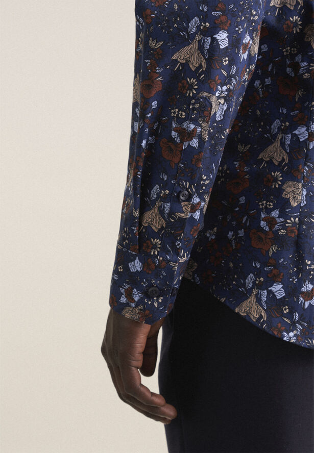 Seidensticker Business Shirt Slim Long sleeve Kent-Collar Print Brown
