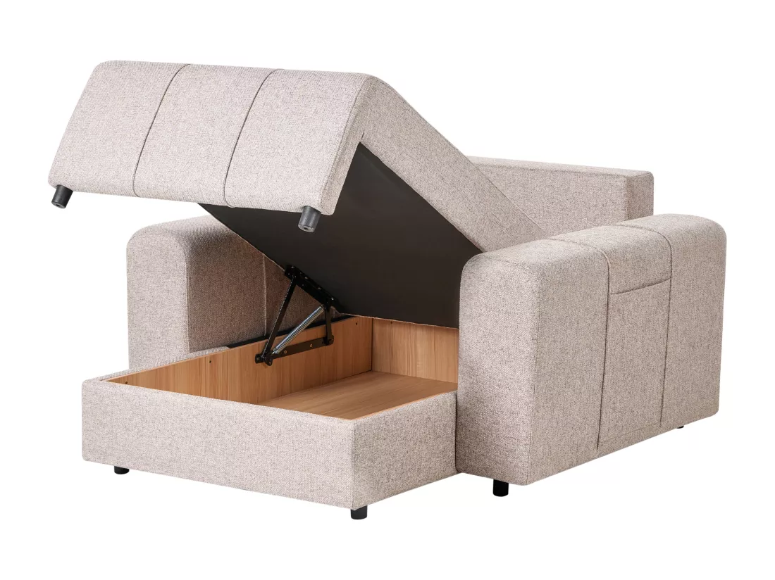 Chaise longue en tissu marron clair INNVIK
