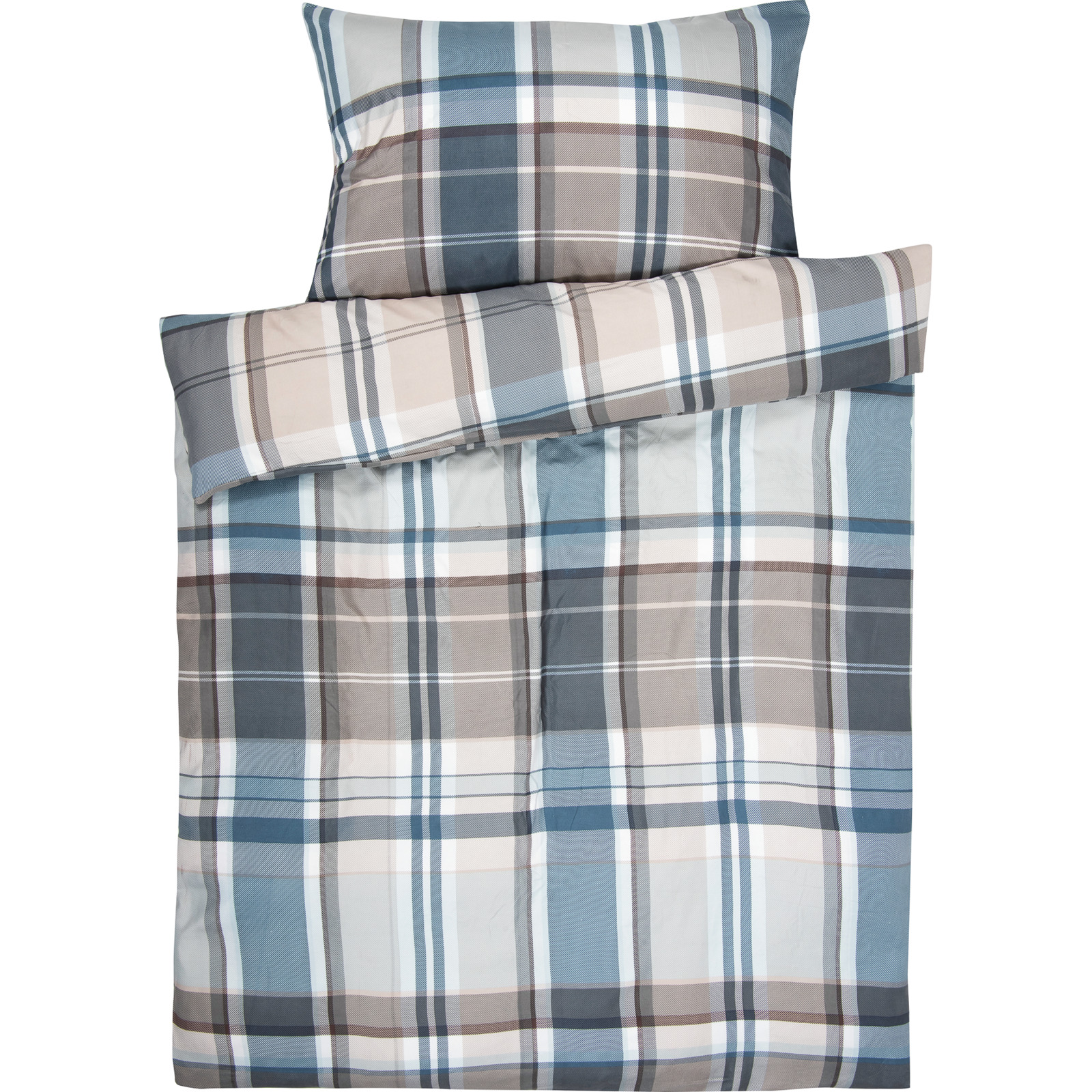 Bettwäsche Micro-Flanell mit Karomuster 160x210 65x100 Bettanzug Nord