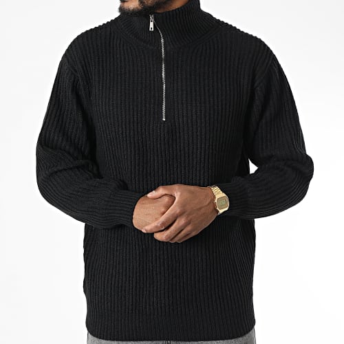 Pull Col Zippé Noir