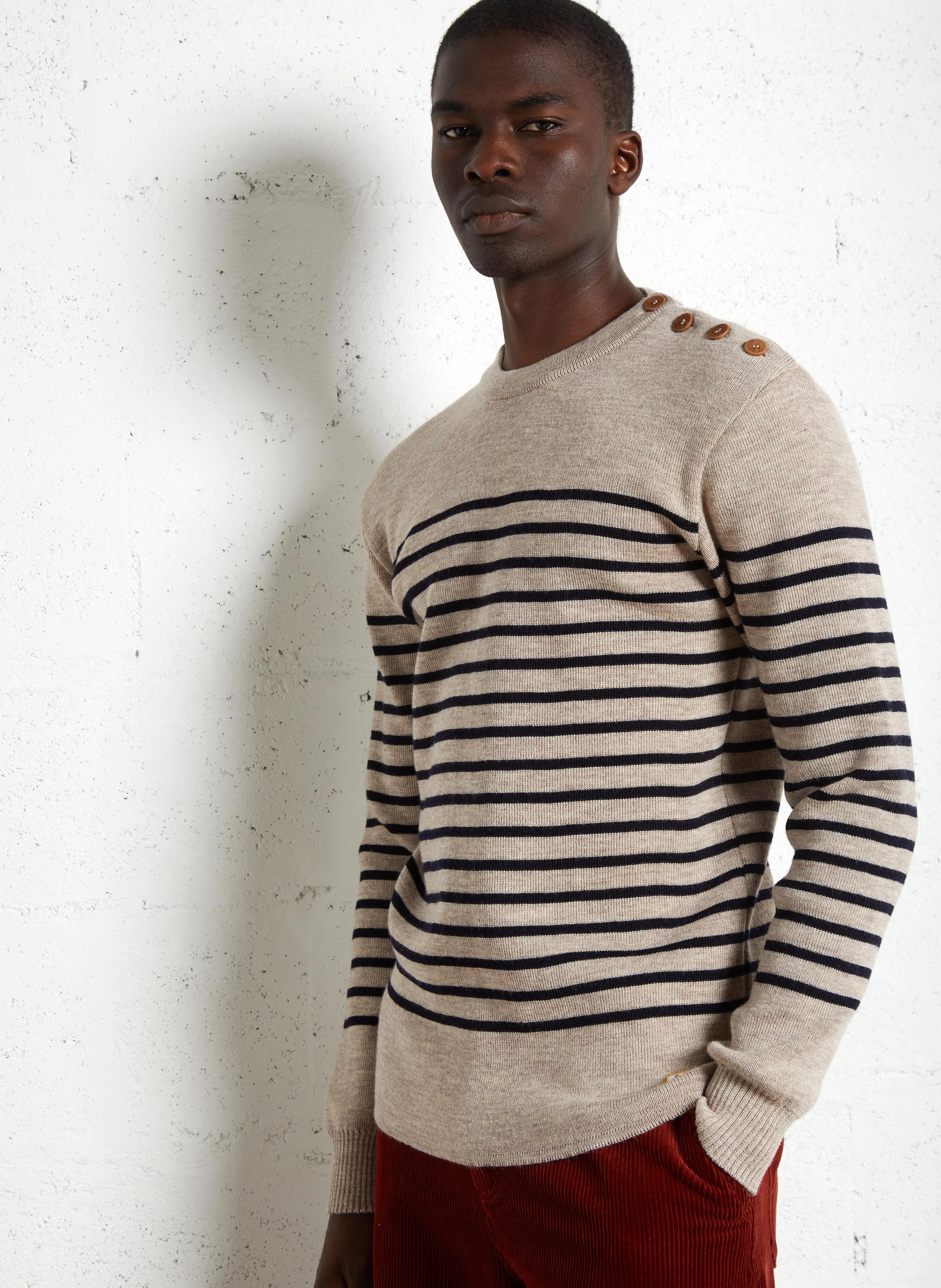 Pull col rond regular-fit en laine | Multicolore