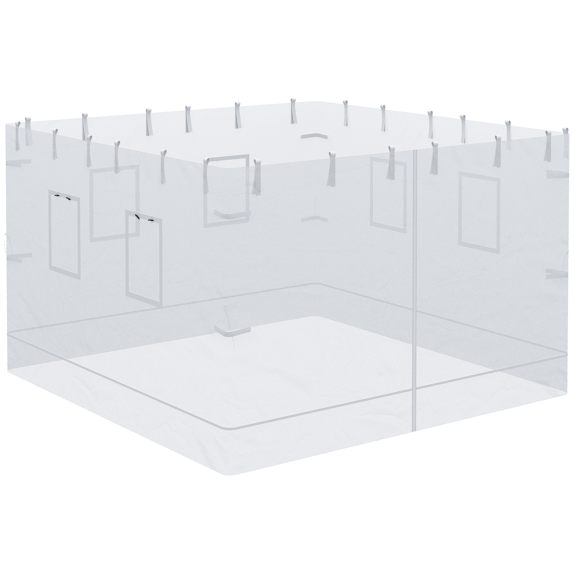 Outsunny 4 Paredes Laterais para Gazebo/Tenda 300x195 cm com Mosquiteiro, 6 Janelas, Porta de Enrolar com Zíper e Bolsa de Transporte, Branco