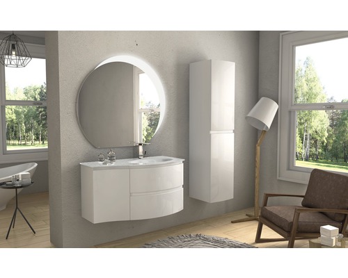Vage 69 cm witte glanzende wastafelmeubel