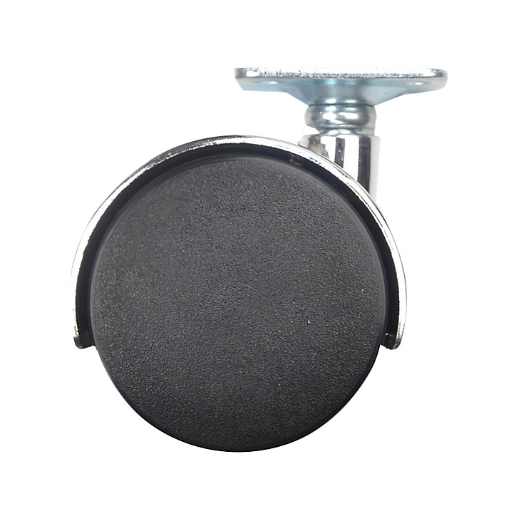 Roulette jumelée pivotante sans frein ø50 mm, plaque 38 x 38 mm chromé, charge max 40 kg