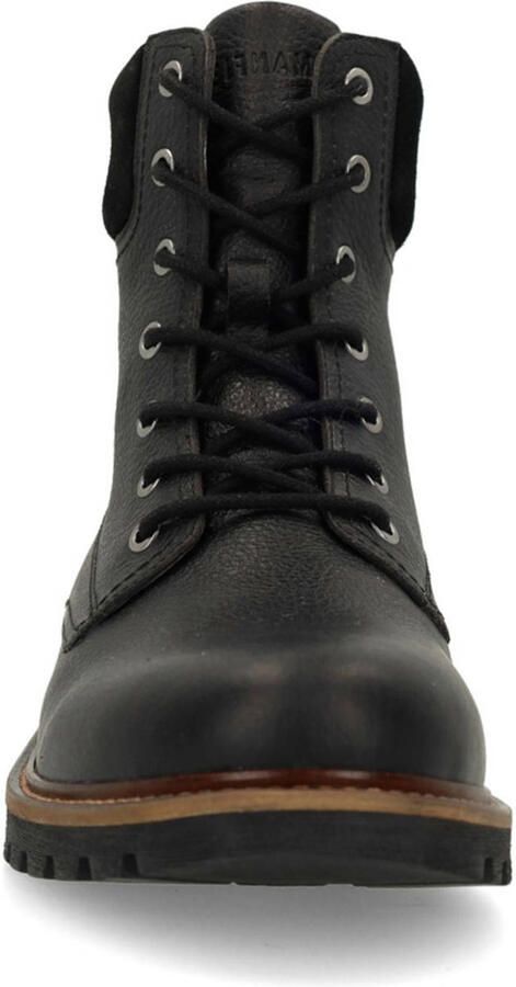 Manfield Heren Zwarte leren veterboots