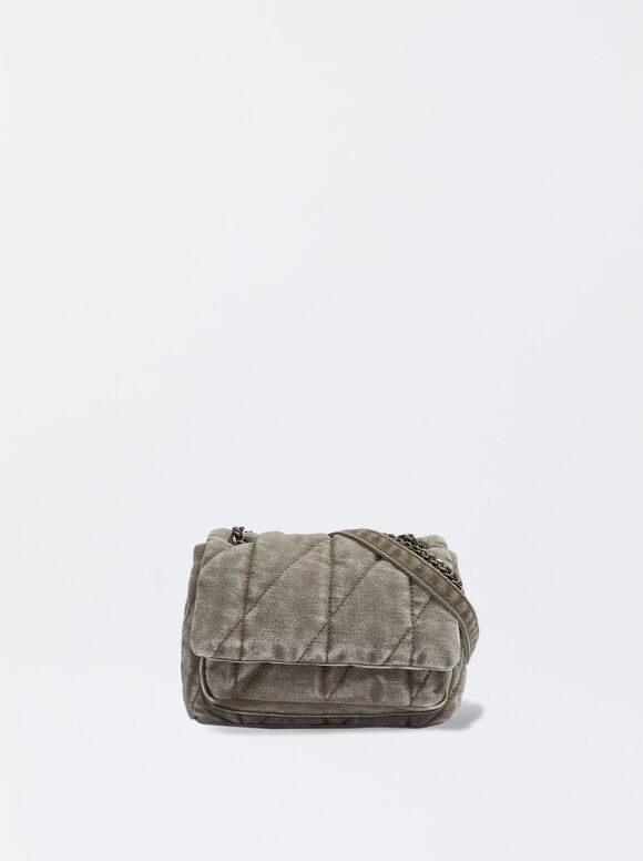 Bolsa de ombro em jeans - Cinza