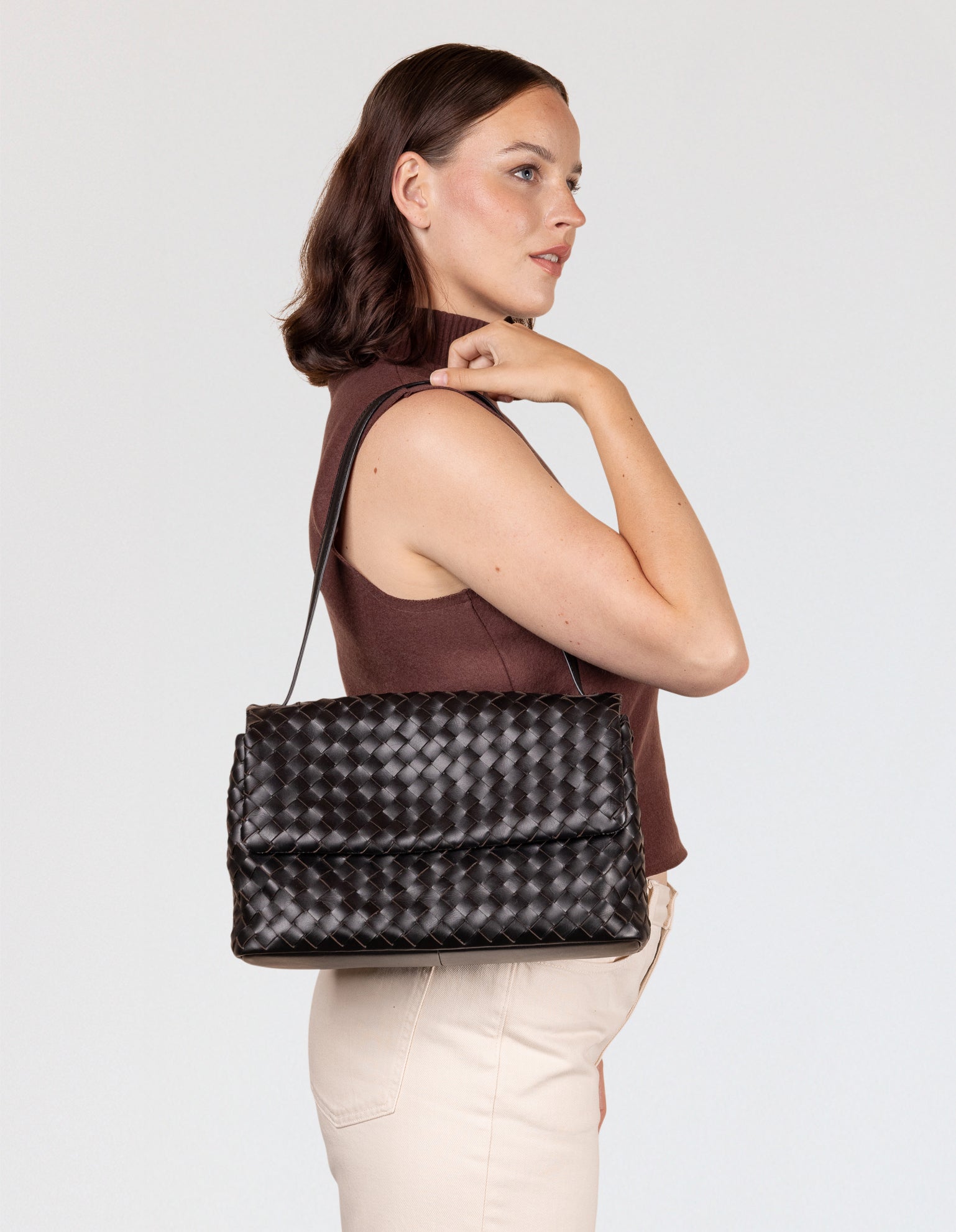 Kenzie - Black Woven Classic Leather