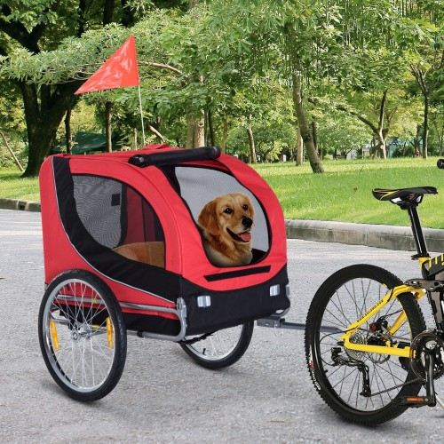 Reboque para bicicleta Pawhut vermelho e preto para animais de estimação