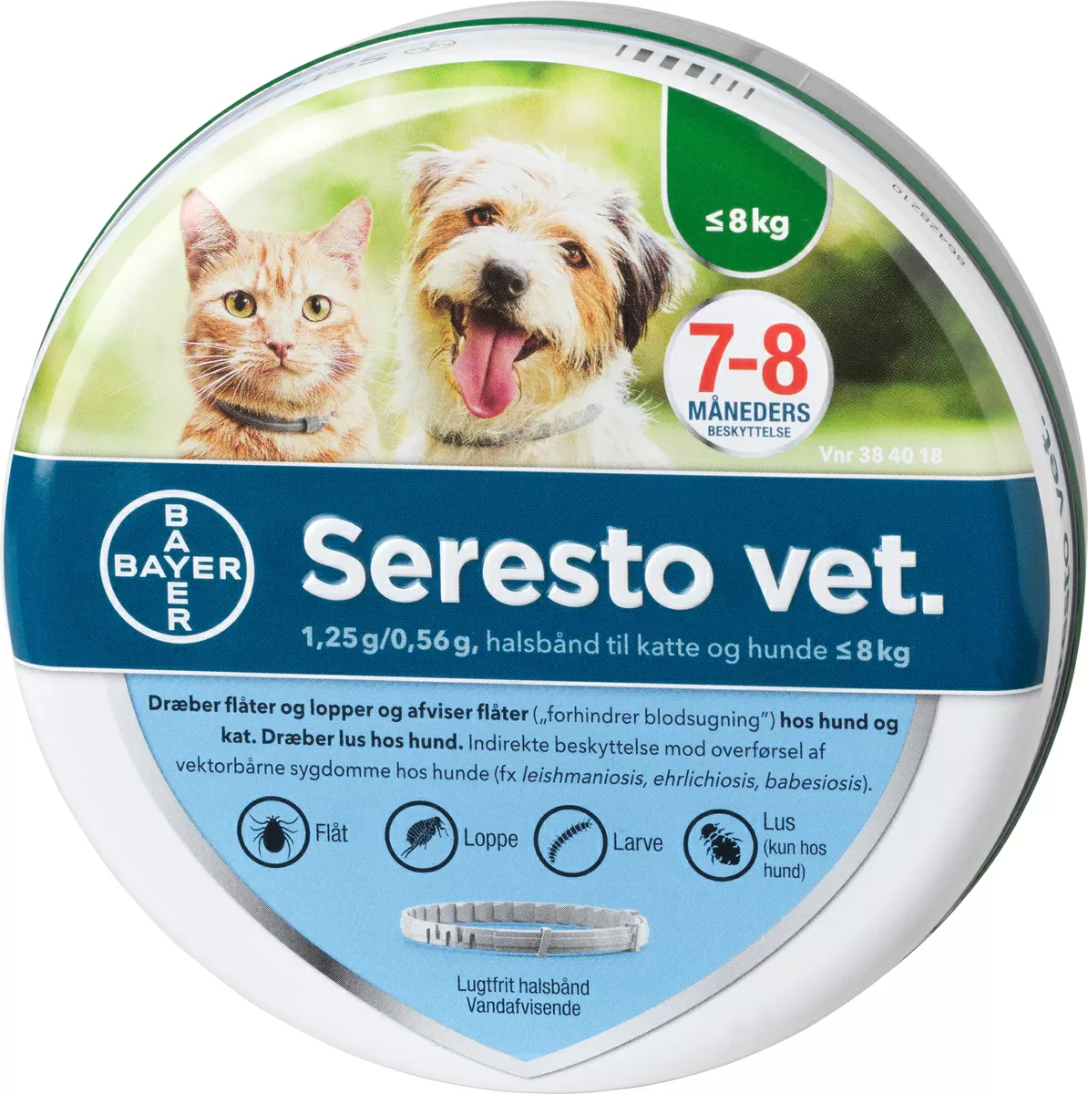 Seresto Vet flåthalsbånd til kat/hund - 0-8 kg
