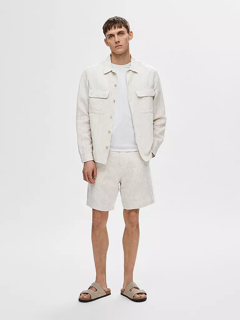SELECTED Overshirt SLHMADS-LINEN weiss