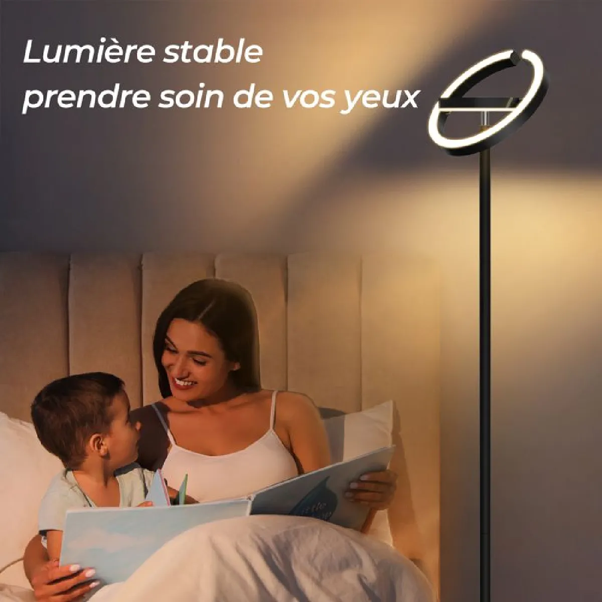 FIMEI Lampadaire sur pied - Saturne - Noir