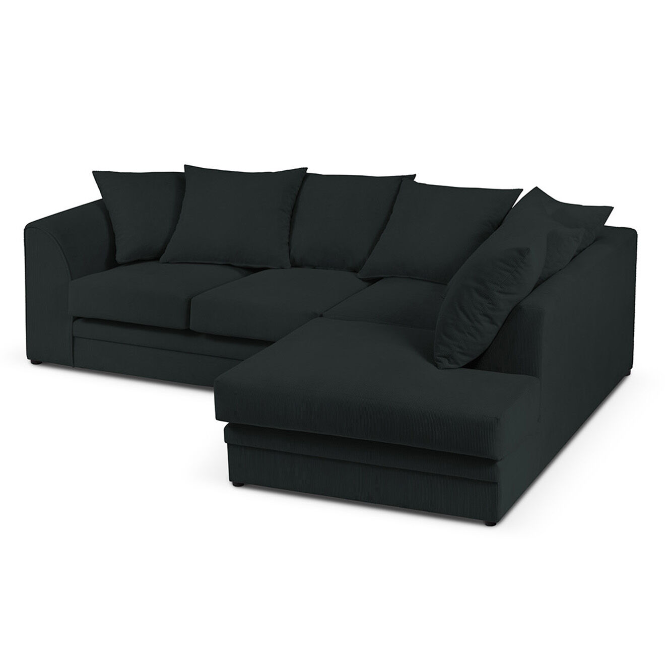 Mazzini Sofas Canapé d'angle Droit Quince Velours côtelé 4 Places noir - 221x171x80 cm