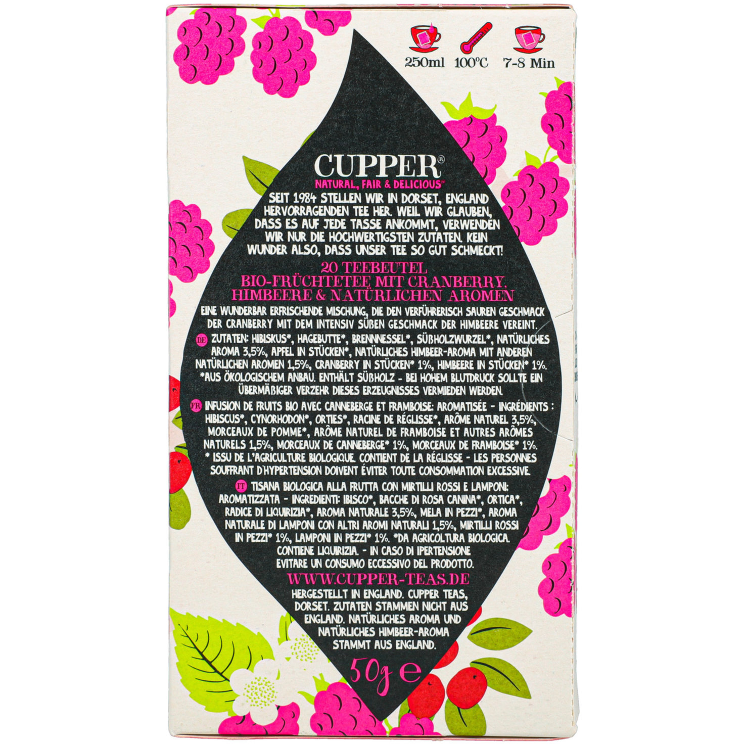 Cupper Bio Cranberry & Raspberry Infusion 20 Beutel