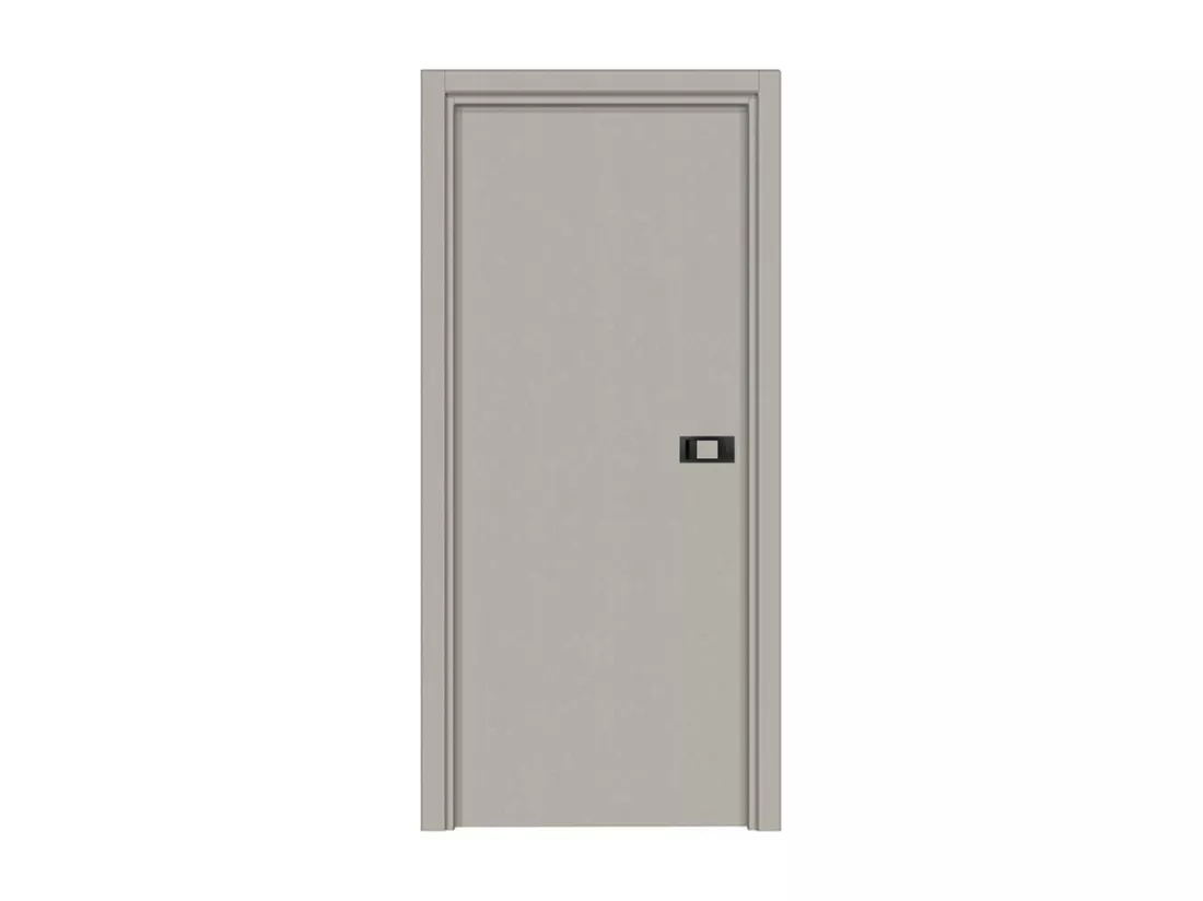 Bloc-porte pose fin de chantier collection Premium Miro avec poignée Exclusive noire, H.204 x l.73 cm, aspect cuir argile, réversible