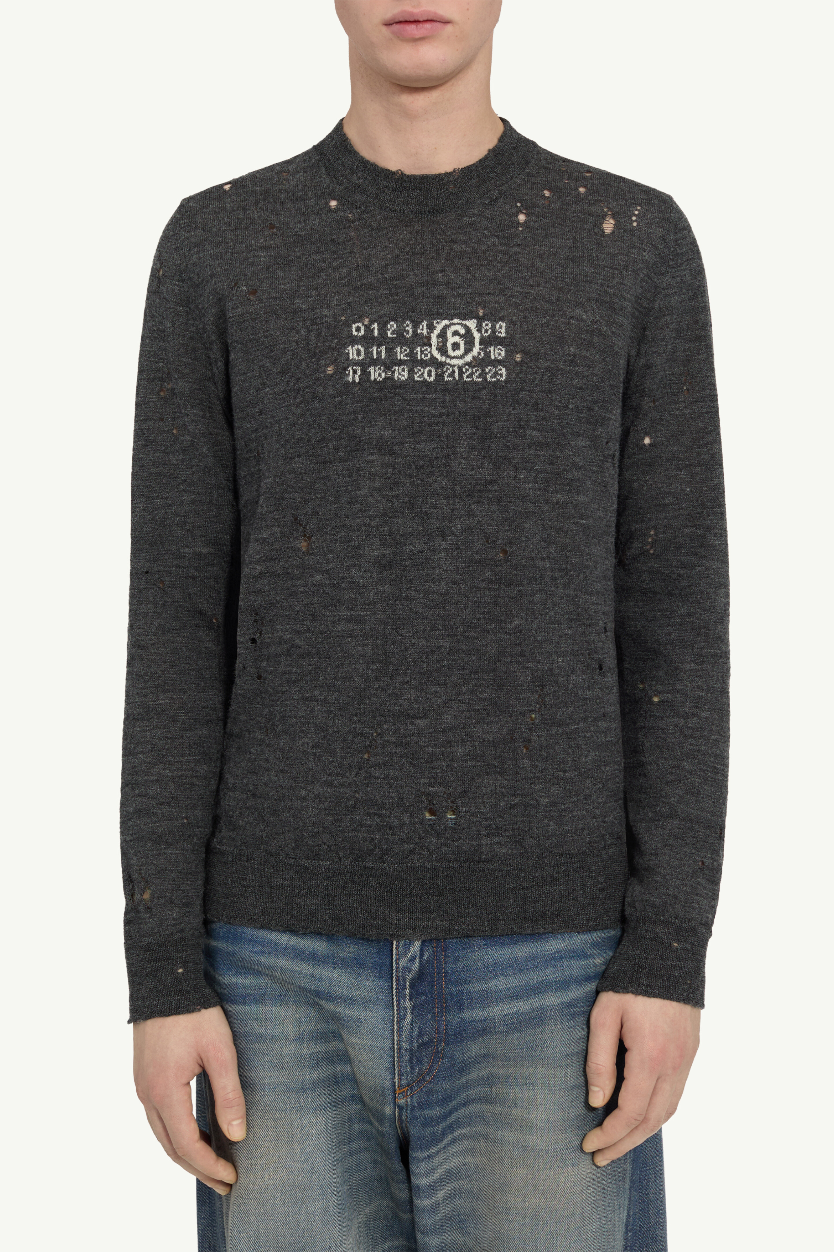 Pull en maille Numeric en laine 100% pour homme | MM6