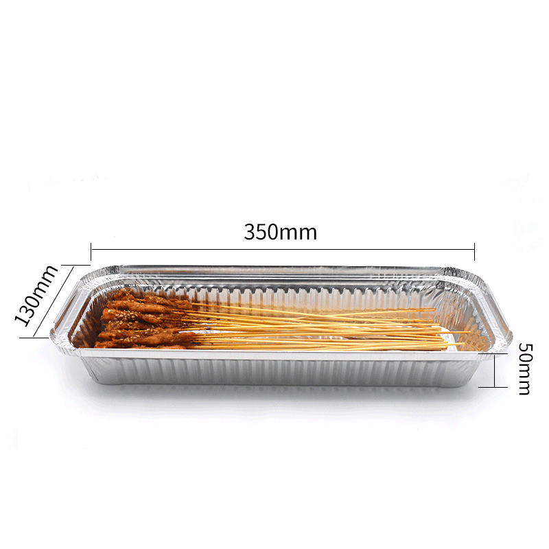 (5er Set) 1350ml Aluminium BBQ Grill Schale Einweg Tropfschale Backofen Auflauf Form Take-Away Behälter - Silber