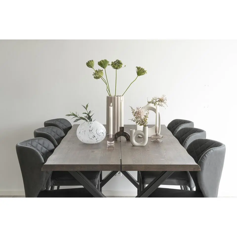 QUVIO Decoratieve vaas gevlekt – Glas – Wit