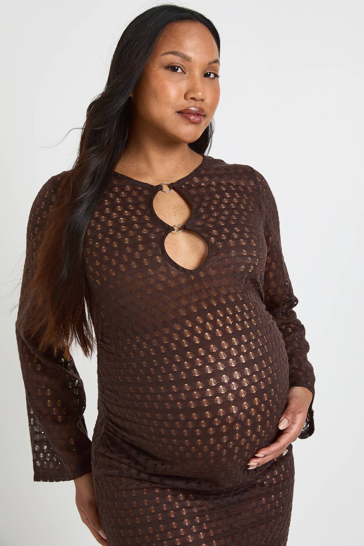 boohoo Robe De Plage De Maternité Avec Détail Anneau En O