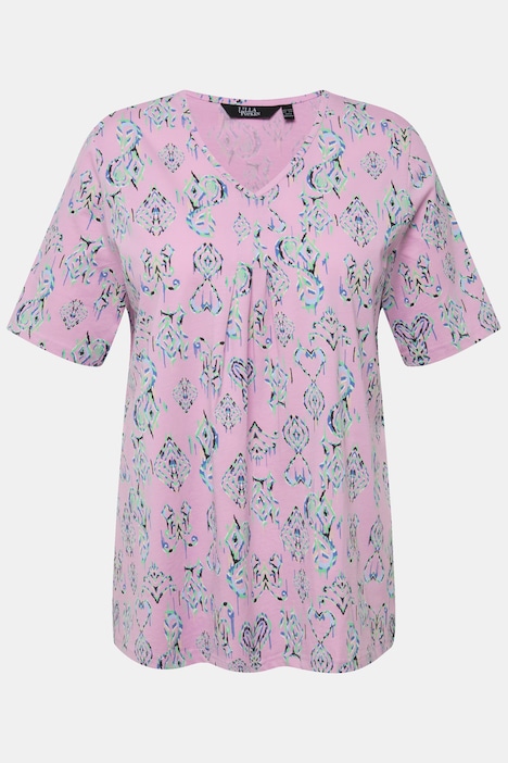 T-Shirt, Zierfalten, A-Linie, V-Ausschnitt, Halbarm