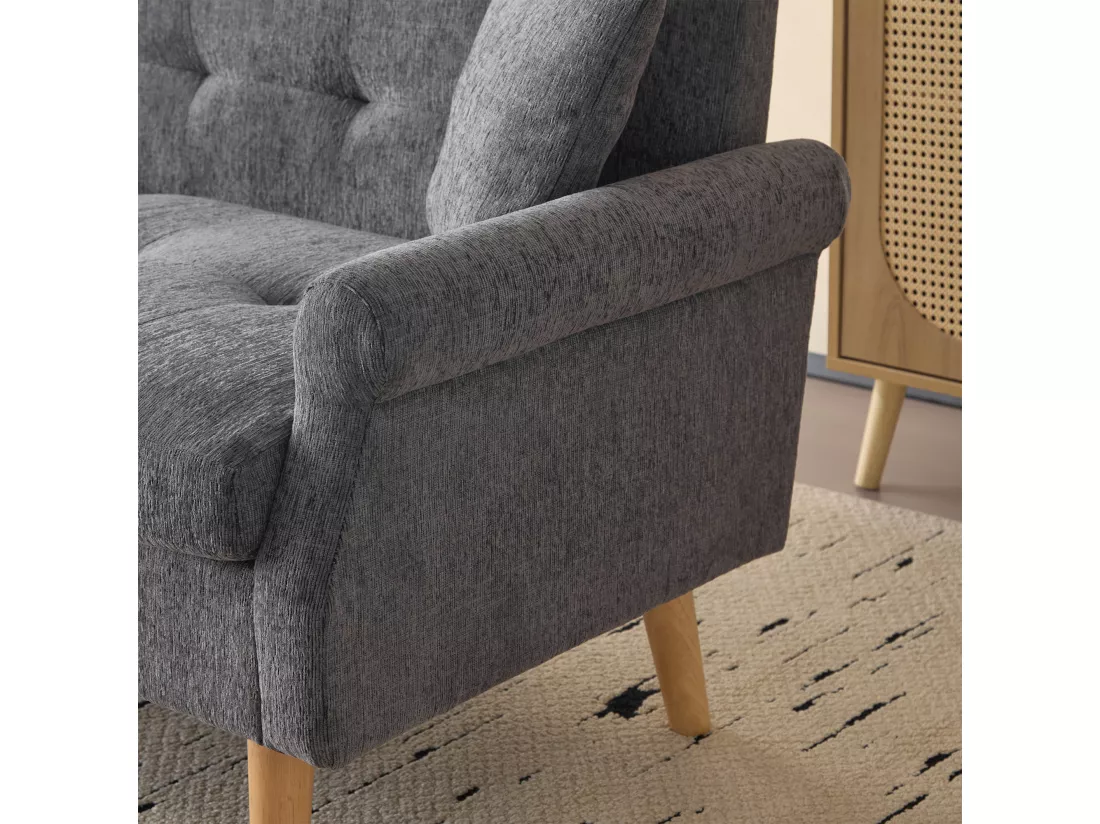 Haobosic - Canapé Moderne en Tissu Chenille, 2 Places, Design Ergonomique avec Accoudoirs Élégants, Pieds en Bois Massif, Confort Extra