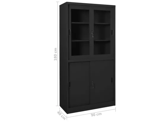 Armoire de bureau et porte coulissante Anthracite 90x40x180 2