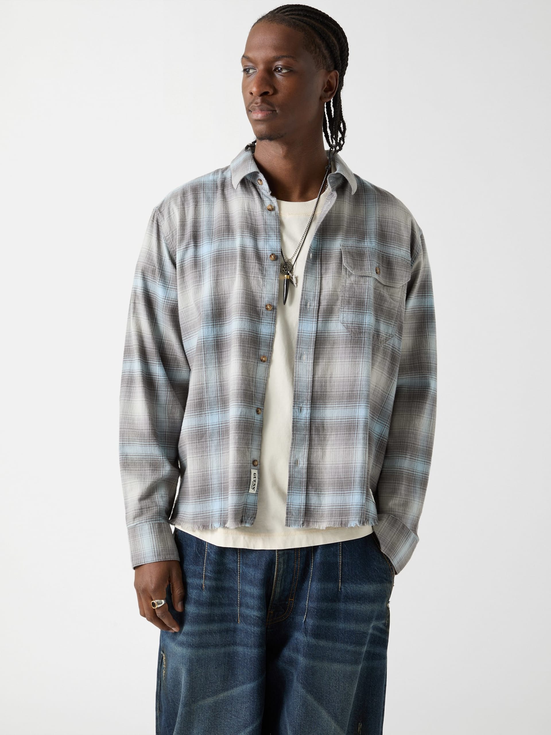 Camisa GUESS Originals Eco Plaid Boxy Pocket