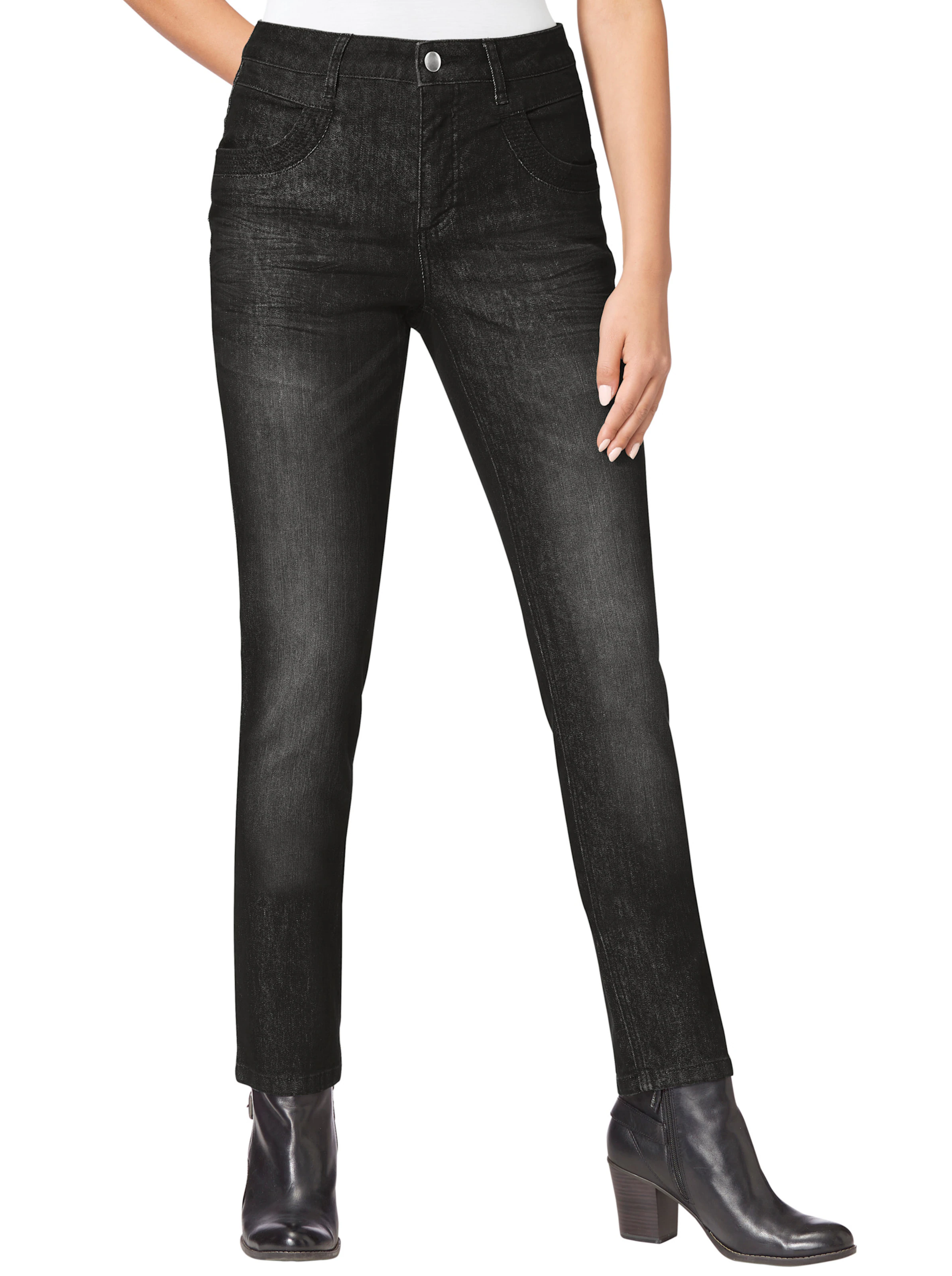 Röhrenjeans in anthrazit-denim