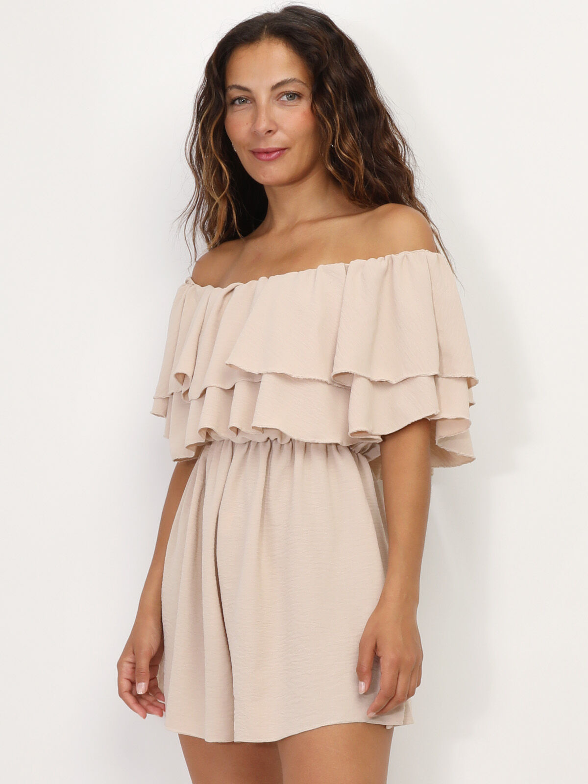 Combi-short à volants- Beige