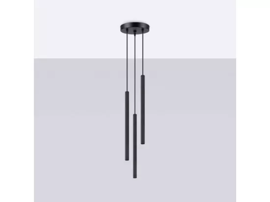 Pendentif Arche moderne en acier - 3 sources lumineuses - L.20 x H.120 cm - noir