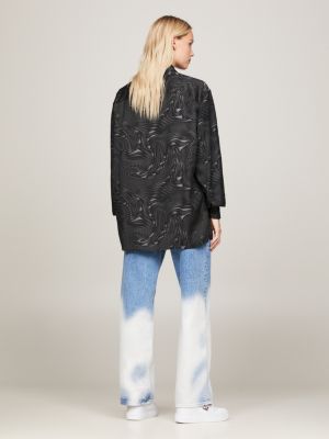 Camisa de estilo relaxado com estampa espiral unissex