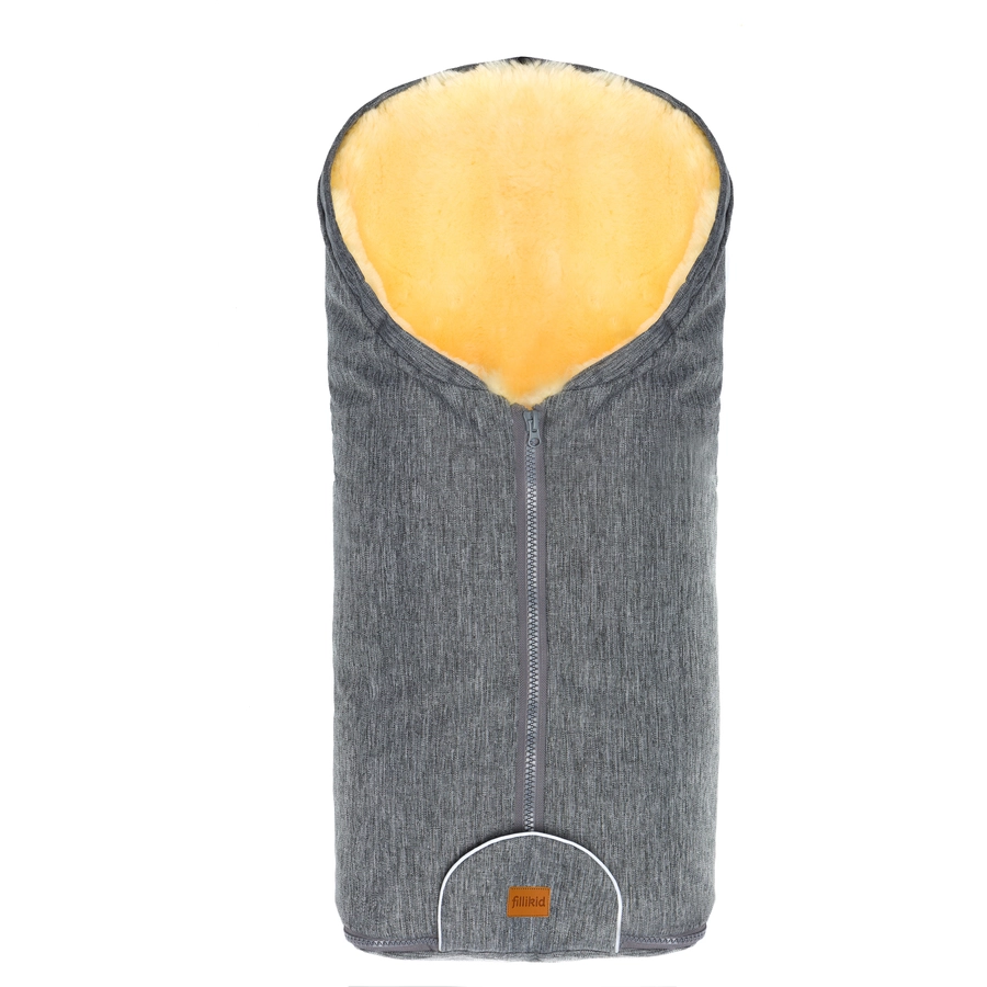 fillikid Winterfußsack Pamir für Babyschale Echtfell Hellgrau Melange