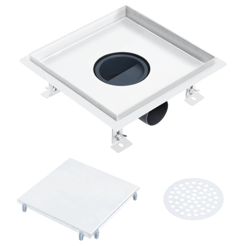 Drain de douche avec couvercle 2 en 1 23x23 cm acier inoxydable