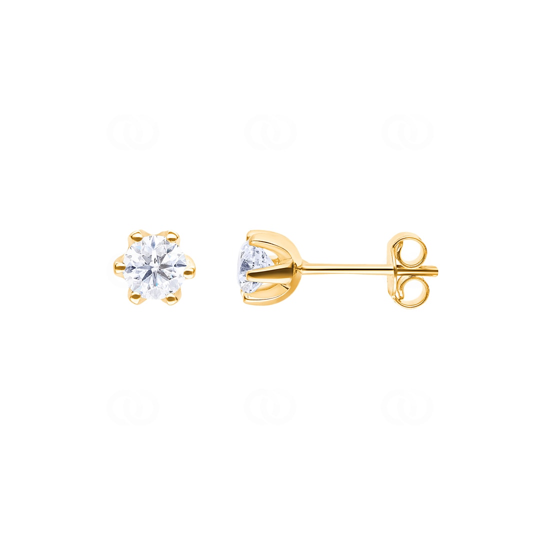1.00 Karat Solitär GIA-Diamantohrstecker 750/18 K Gelbgold in 6-Griff