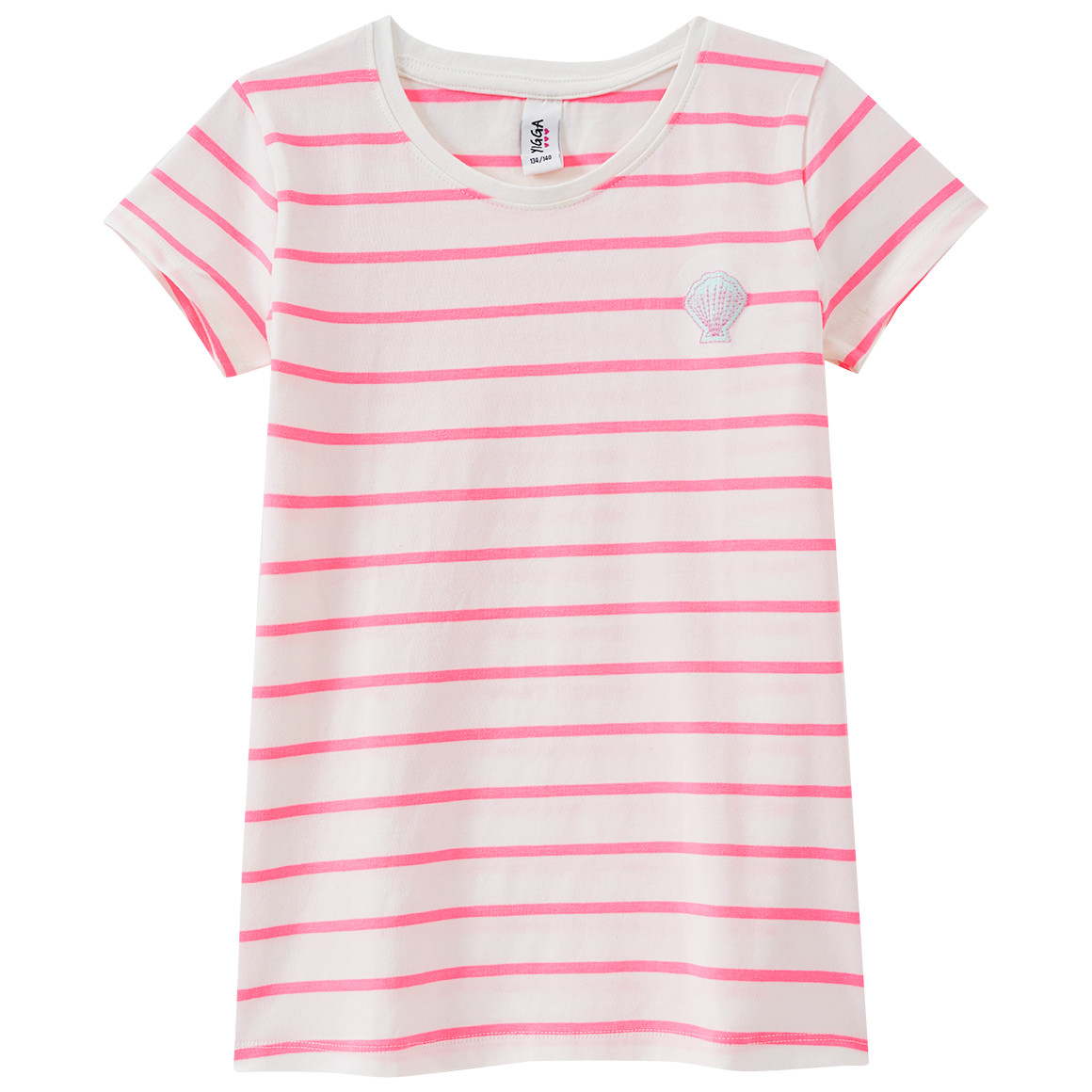 Yigga Mädchen T-Shirt mit Streifen weiss / pink