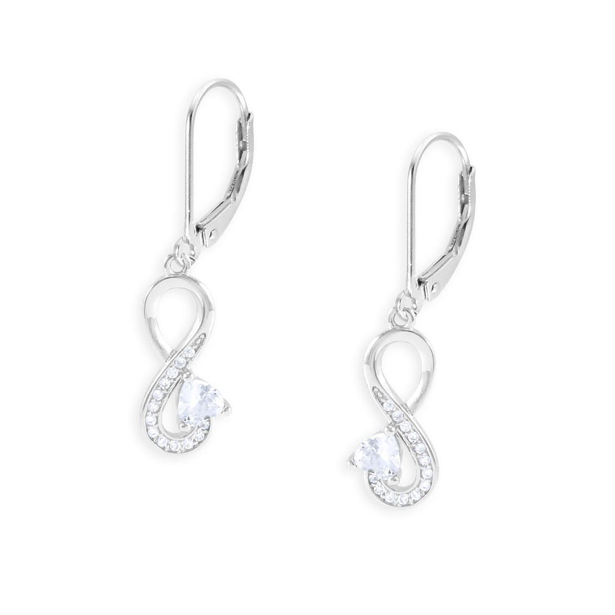 Boucles d'oreilles en argent 925 rhodié avec oxydes de zirconium