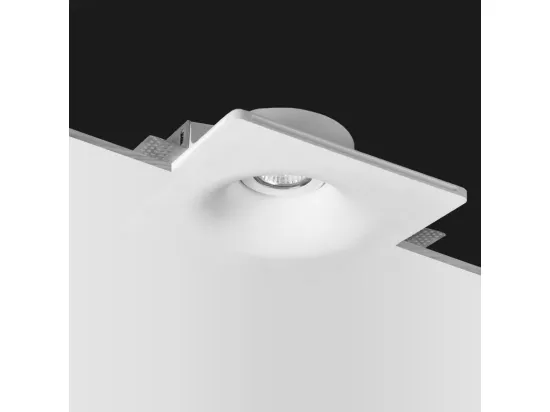 Collerette Downlight Intégration Plâtre/Pladur pour Ampoule LED GU10/GU5.3 Coupe 207x207 mm UGR17 Blanc