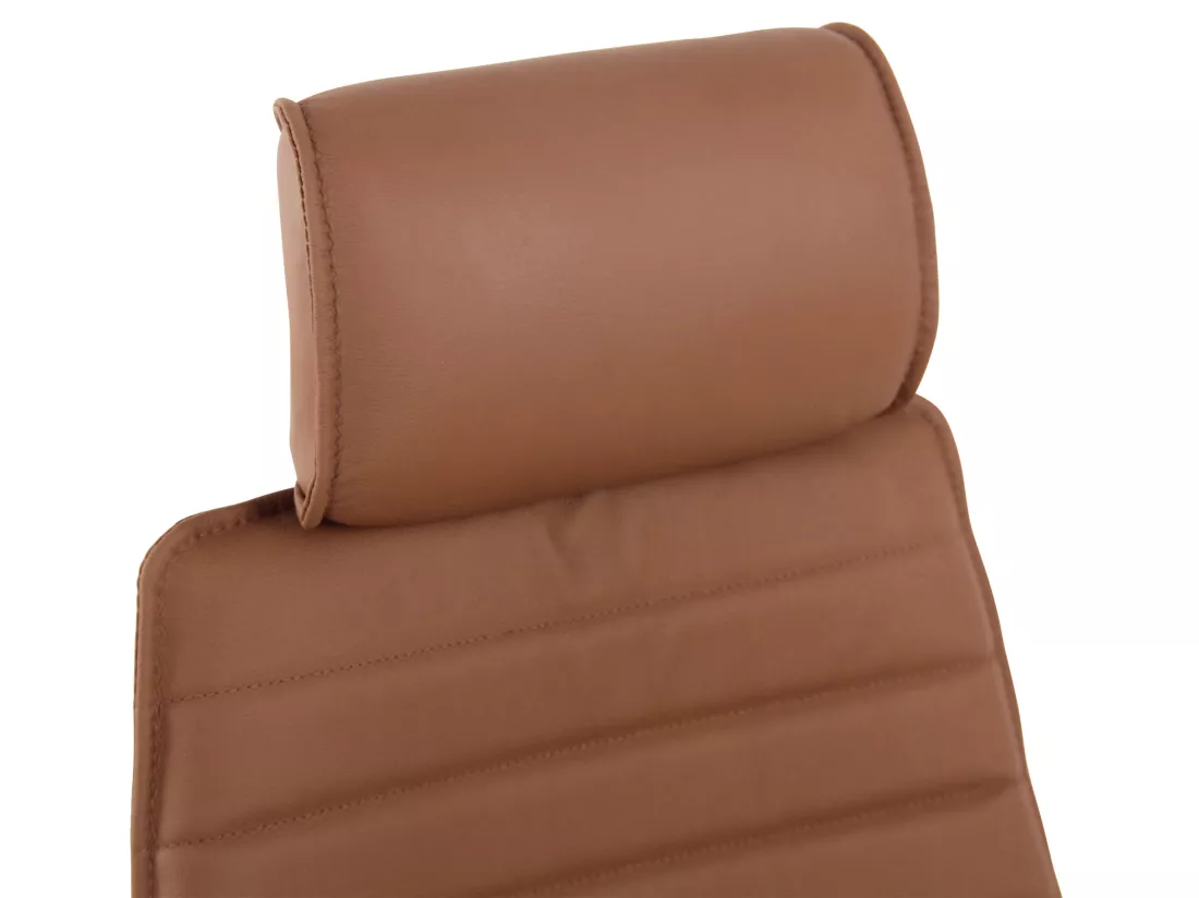 Chaise de bureau - Véritable cuir & Métal chromé - Marron clair - Rako