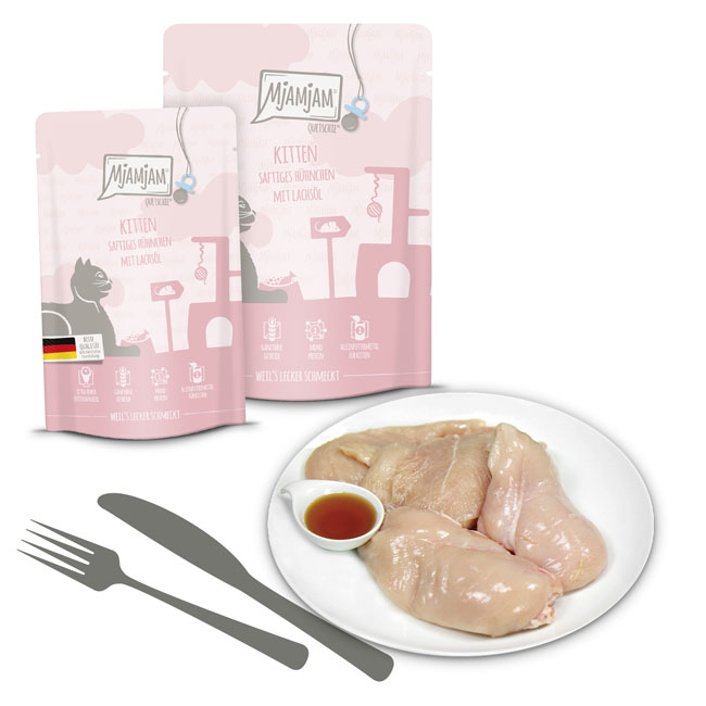 Quetschie Kitten saftiges Hühnchen mit Lachsöl