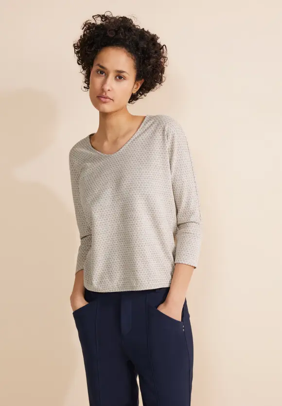 V-Ausschnitt Shirt - spring sand melange