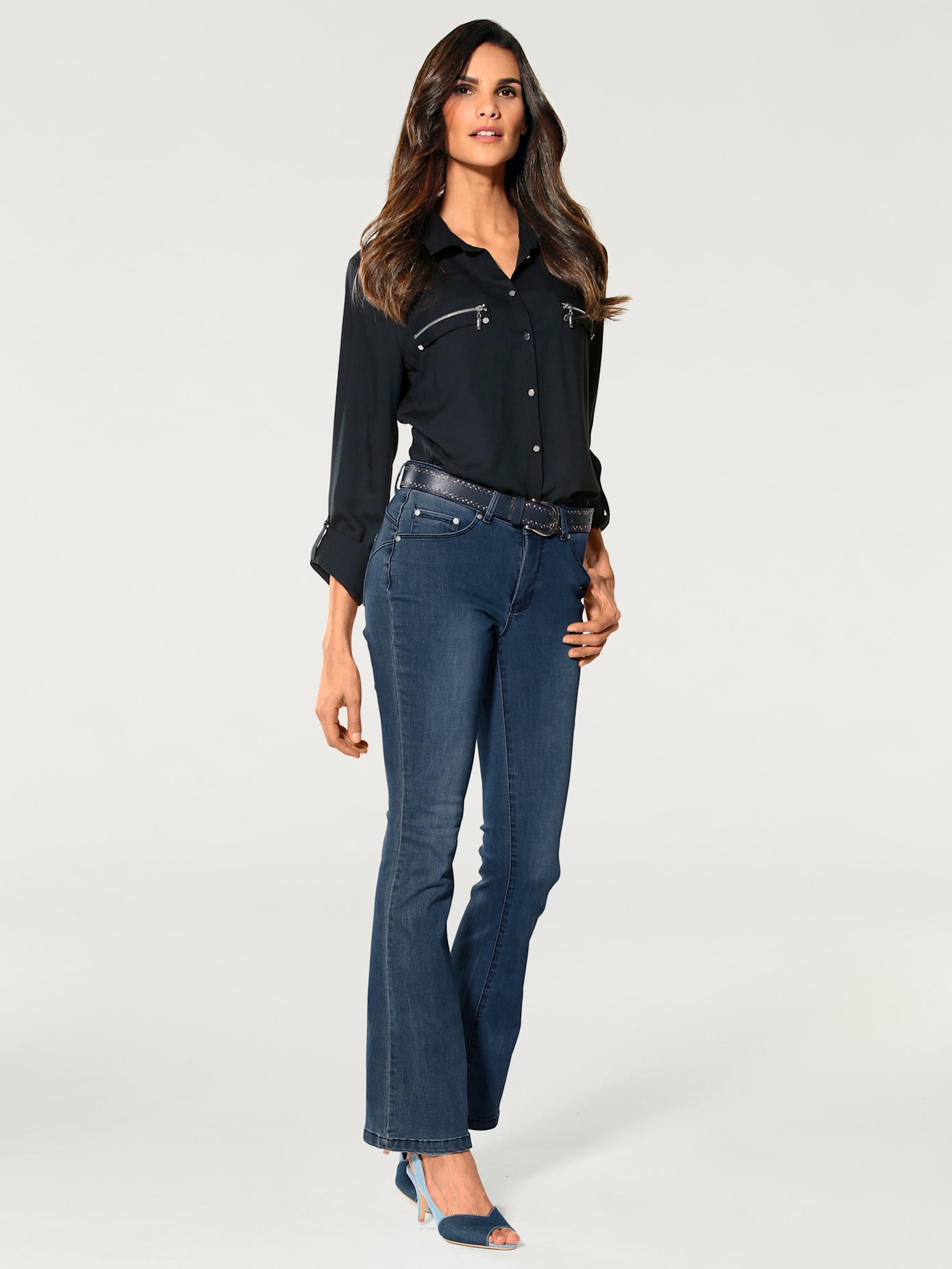 Jeans effet ventre plat coupe bootcut tendance