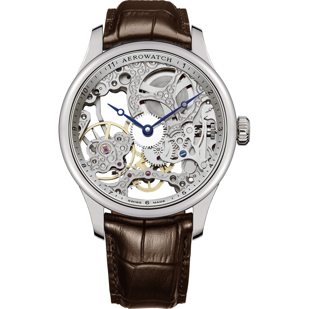 Aerowatch Renaissance Classic Skeleton Silbrig