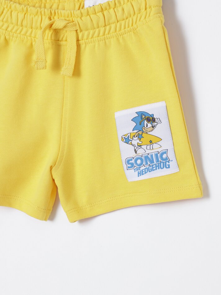 Conjunto de camisa polo e bermuda Sonic - Off-White