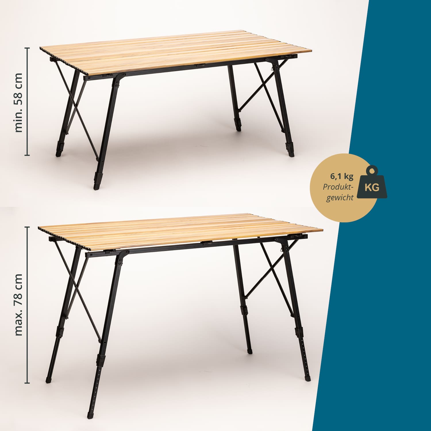 Skandika Jamsa aluminium houtlook campingtafel
