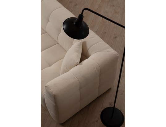 CONCEPT1 - Canapé tissu Cady 3 places angle gauche beige 300 x 100 x h72